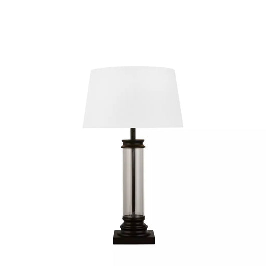 searchlight table lamps Pedestal Table Lamp- Black Metal, Glass & White Fabric Shade - searchlight table lamps Pedestal Table Lamp- Black Metal, Glass & White Fabric Shade