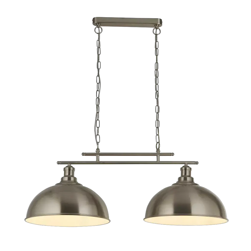 Searchlight Pendant Lights Fusion 2Lt Bar Pendant - Satin Silver Metal - Searchlight Pendant Lights Fusion 2Lt Bar Pendant - Satin Silver Metal