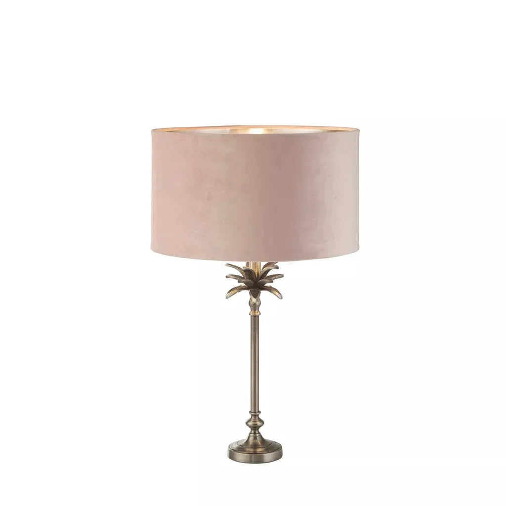 searchlight table lamps Palm Table Lamp - Antique Nickel Metal & Pink Velvet Shade - searchlight table lamps Palm Table Lamp - Antique Nickel Metal & Pink Velvet Shade