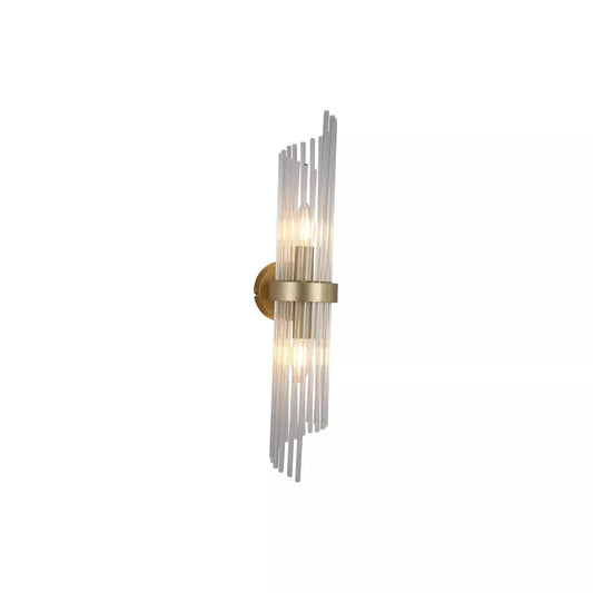 searchlight wall lights Lara 2Lt Wall Light - Gold Metal & Clear Glass Rods - searchlight wall lights Lara 2Lt Wall Light - Gold Metal & Clear Glass Rods