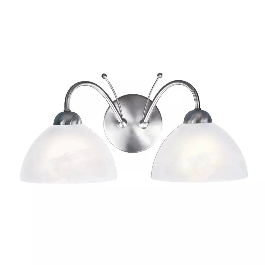 searchlight wall lights Milanese 2Lt Wall Light - Satin Silver & Alabaster Glass - searchlight wall lights Milanese 2Lt Wall Light - Satin Silver & Alabaster Glass