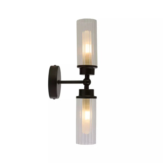 searchlight wall lights Imperial 2Lt Wall Light, Matt Black Metal & Clear Ribbed Gla - searchlight wall lights Imperial 2Lt Wall Light, Matt Black Metal & Clear Ribbed Gla