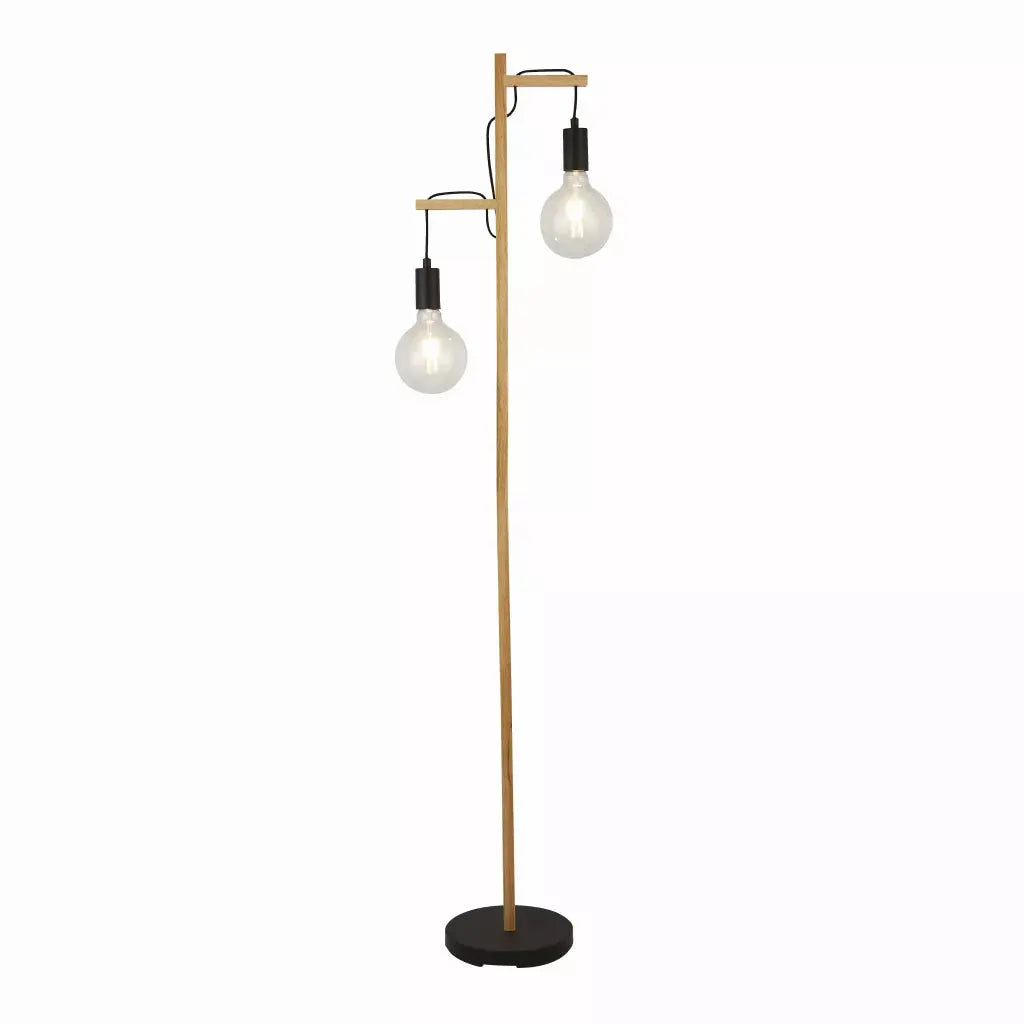 Searchlight Table Lamps Woody 2Lt Floor Lamp - Natural Wood & Black Metal - Floor Lamps Searchlight Table Lamps Woody 2Lt Floor Lamp - Natural Wood & Black Metal Floor Lamps