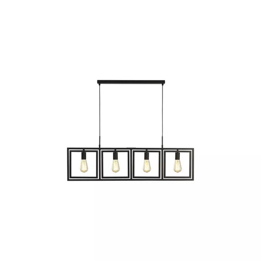 Searchlight Pendant Lights Plaza 4Lt Pendant - Matt Black Metal - Searchlight Pendant Lights Plaza 4Lt Pendant - Matt Black Metal