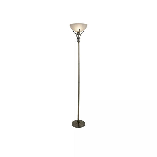 Searchlight Table Lamps Linea Floor Lamp - Antique Brass Metal & Acid Glass - Floor Lamps Searchlight Table Lamps Linea Floor Lamp - Antique Brass Metal & Acid Glass Floor Lamps