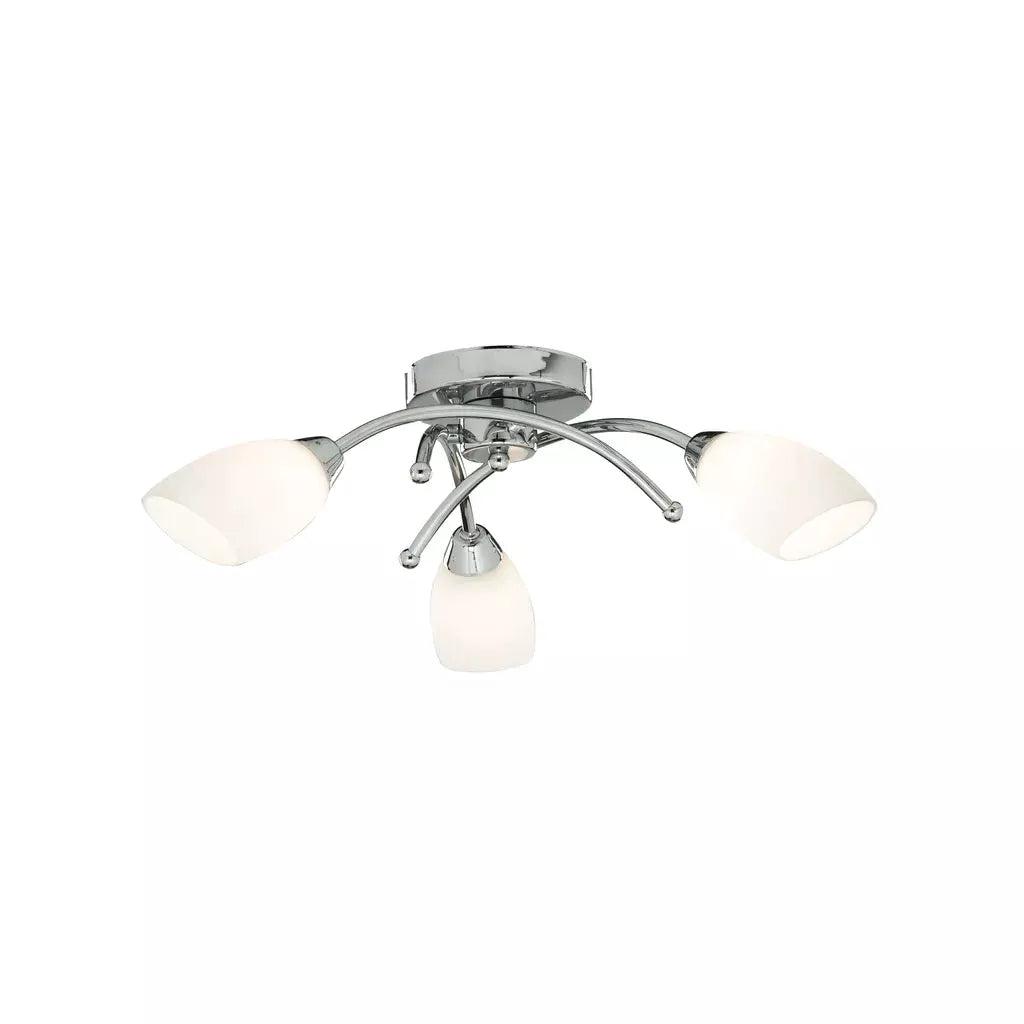 Opera 3Lt Flush -Chrome Metal & Opal Glass