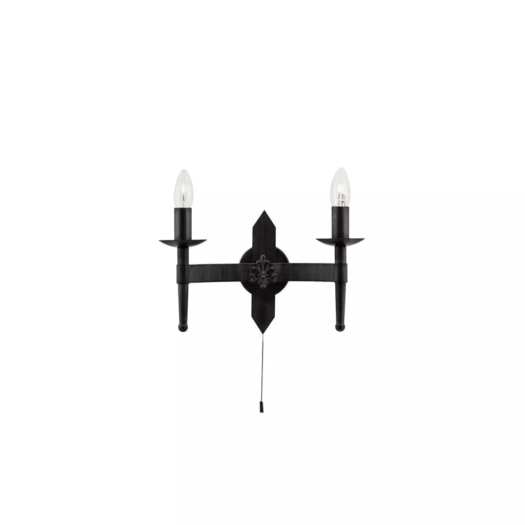 searchlight wall lights Cartwheel II 2Lt Wall Light - Black Wrought Iron - searchlight wall lights Cartwheel II 2Lt Wall Light - Black Wrought Iron