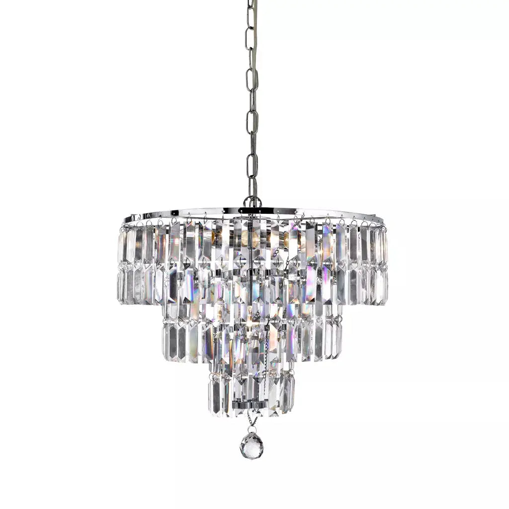 Searchlight Pendant Lights Empire 5Lt Pendant - Chrome Metal & Clear Crystal - Searchlight Pendant Lights Empire 5Lt Pendant - Chrome Metal & Clear Crystal