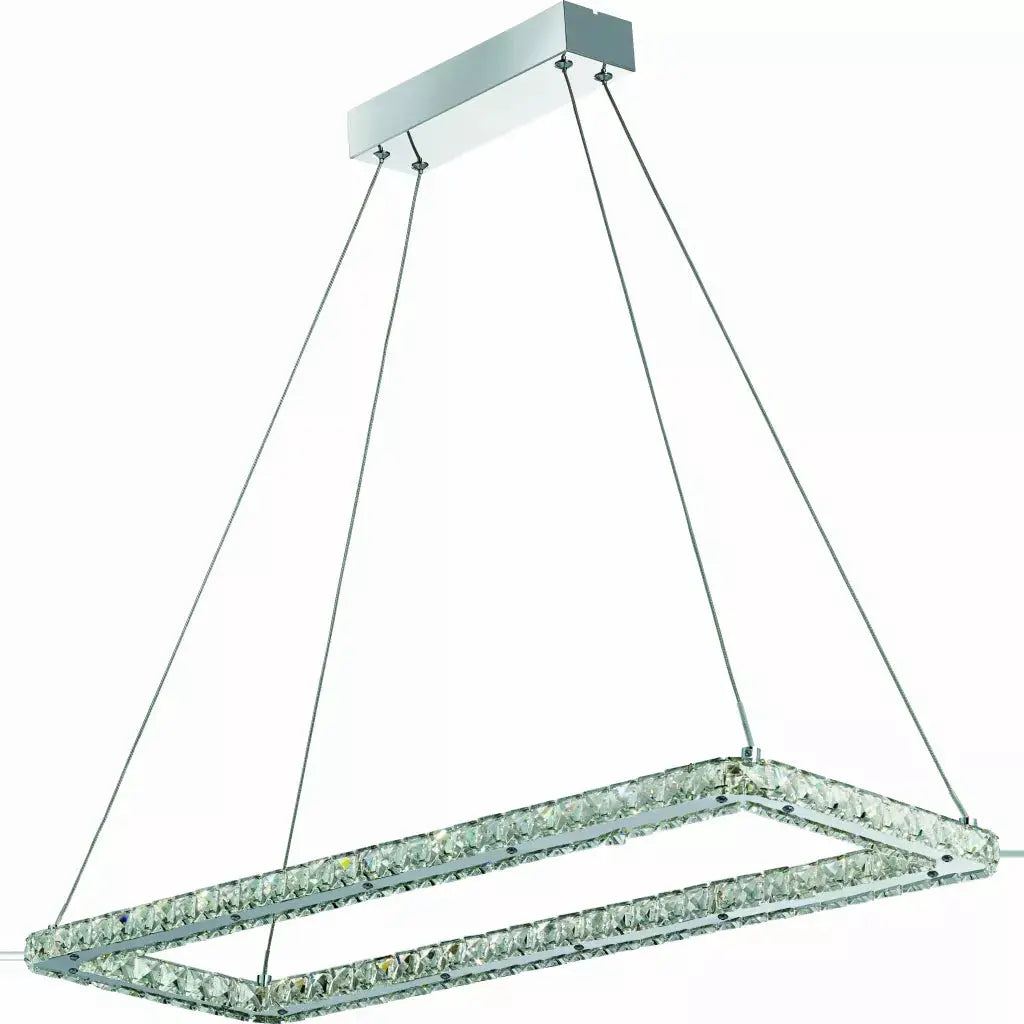 Searchlight Pendant Lights Clover Rectangular Pendant - Chrome & Clear Glass - Searchlight Pendant Lights Clover Rectangular Pendant - Chrome & Clear Glass