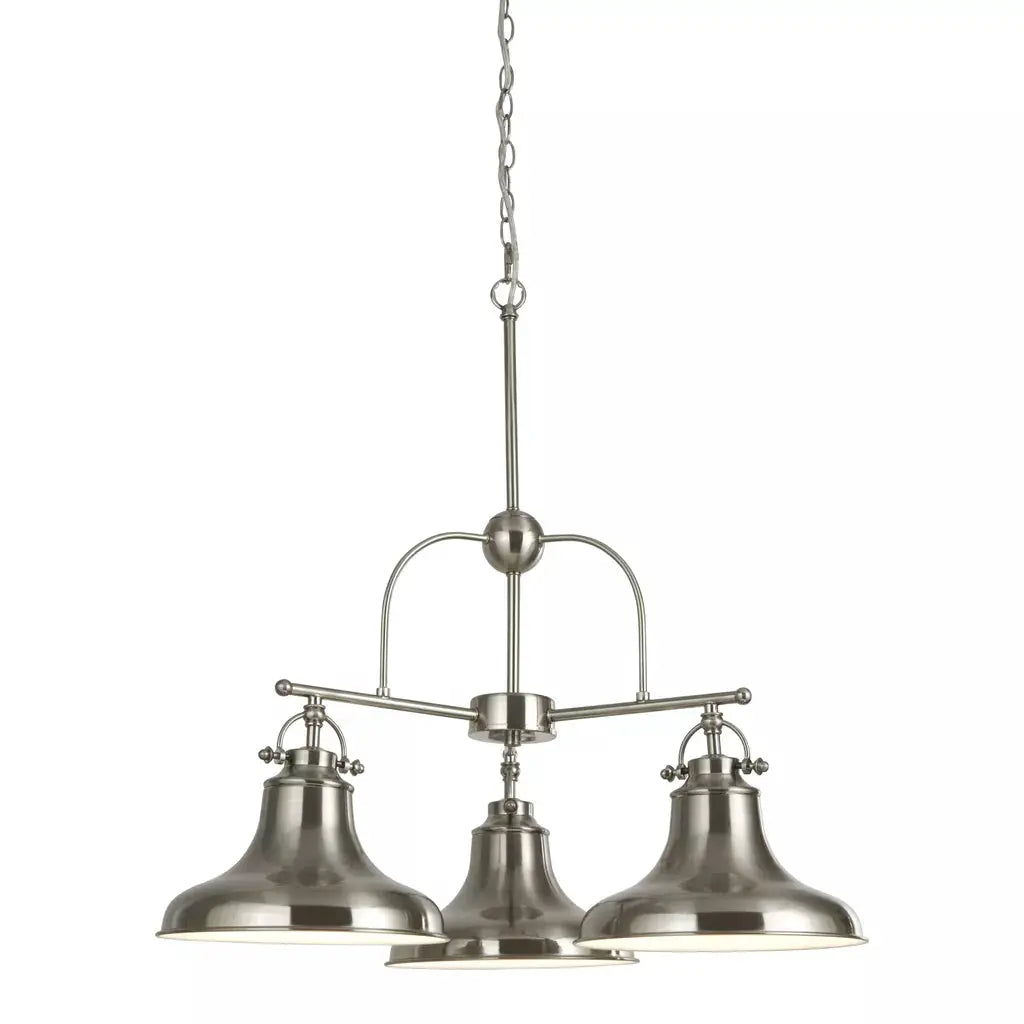 Searchlight Pendant Lights Dallas 3Lt Pendant - Satin Silver - Searchlight Pendant Lights Dallas 3Lt Pendant - Satin Silver