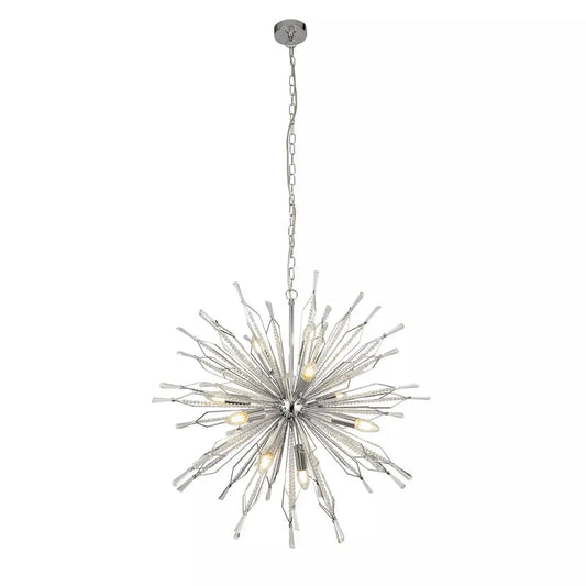 Searchlight Pendant Lights Starburst 10Lt Ceiling Pendant - Chrome & Glass - Searchlight Pendant Lights Starburst 10Lt Ceiling Pendant - Chrome & Glass