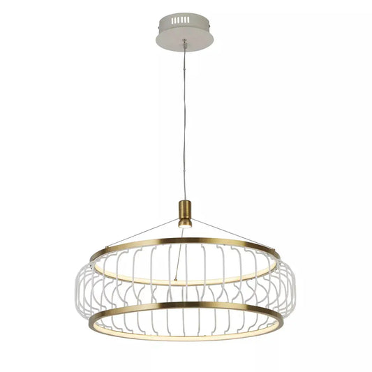 Searchlight Pendant Lights Lux & Belle LED Ceiling Pendant - Satin Brass & White Metal - Searchlight Pendant Lights Lux & Belle LED Ceiling Pendant - Satin Brass & White Metal