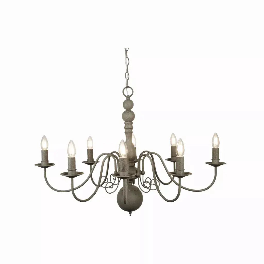 Searchlight Pendant Lights Greythorne 8Lt Pendant - Textured Grey Metal - Searchlight Pendant Lights Greythorne 8Lt Pendant - Textured Grey Metal