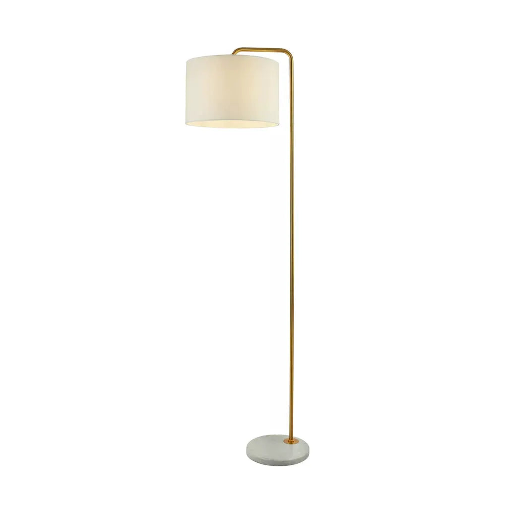 Searchlight Table Lamps Gallow Floor Lamp-Antique Gold Metal, Marble & White Fabric - Floor Lamps Searchlight Table Lamps Gallow Floor Lamp-Antique Gold Metal, Marble & White Fabric Floor Lamps