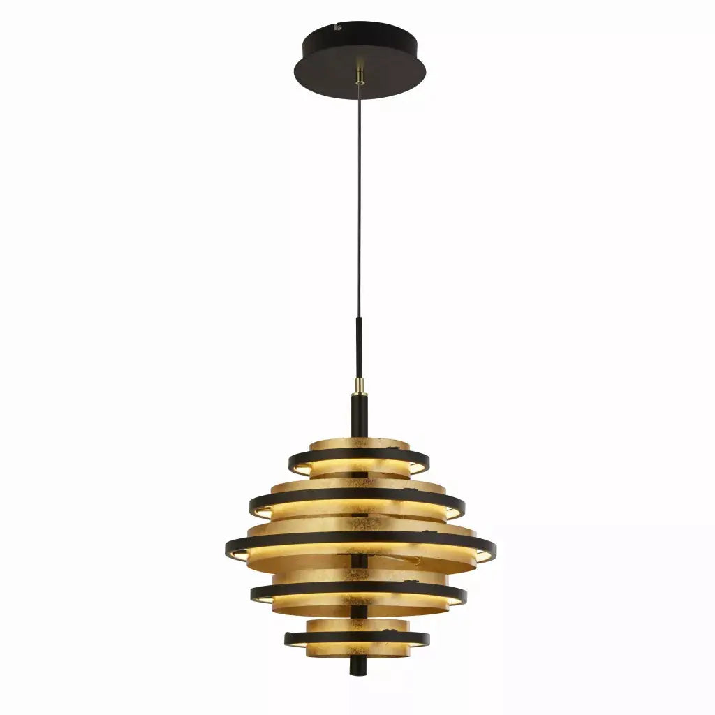 Searchlight Pendant Lights Hive 5Lt Pendant - Black Metal & Gold Leaf - Searchlight Pendant Lights Hive 5Lt Pendant - Black Metal & Gold Leaf