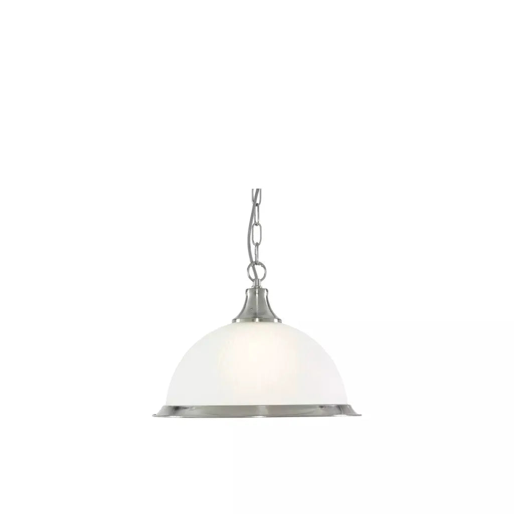 Searchlight Pendant Lights American Diner Pendant - Silver & Acid Glass - Searchlight Pendant Lights American Diner Pendant - Silver & Acid Glass