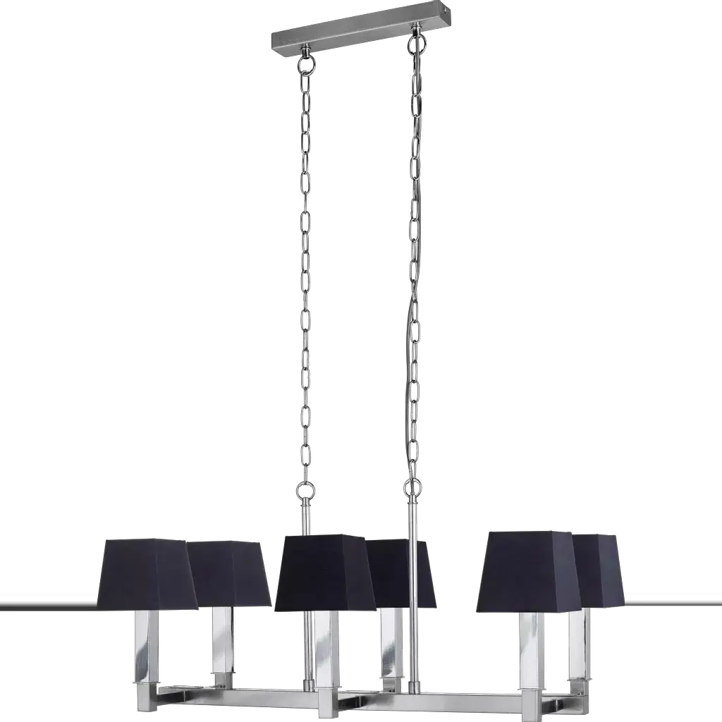 Searchlight Pendant Lights Buckingham 6Lt Pendant - S Silver & Chrome & Black Shade - Searchlight Pendant Lights Buckingham 6Lt Pendant - S Silver & Chrome & Black Shade