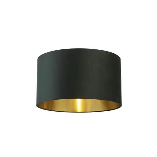 searchlight shades Lux & Belle Drum Shade -Green Velvet & Gold Inner ⌀50cm - searchlight shades Lux & Belle Drum Shade -Green Velvet & Gold Inner ⌀50cm