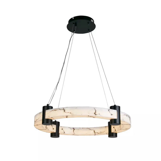 Searchlight Pendant Lights Moonbeam LED Pendant, Black Metal & Marbleised Resin - Searchlight Pendant Lights Moonbeam LED Pendant, Black Metal & Marbleised Resin