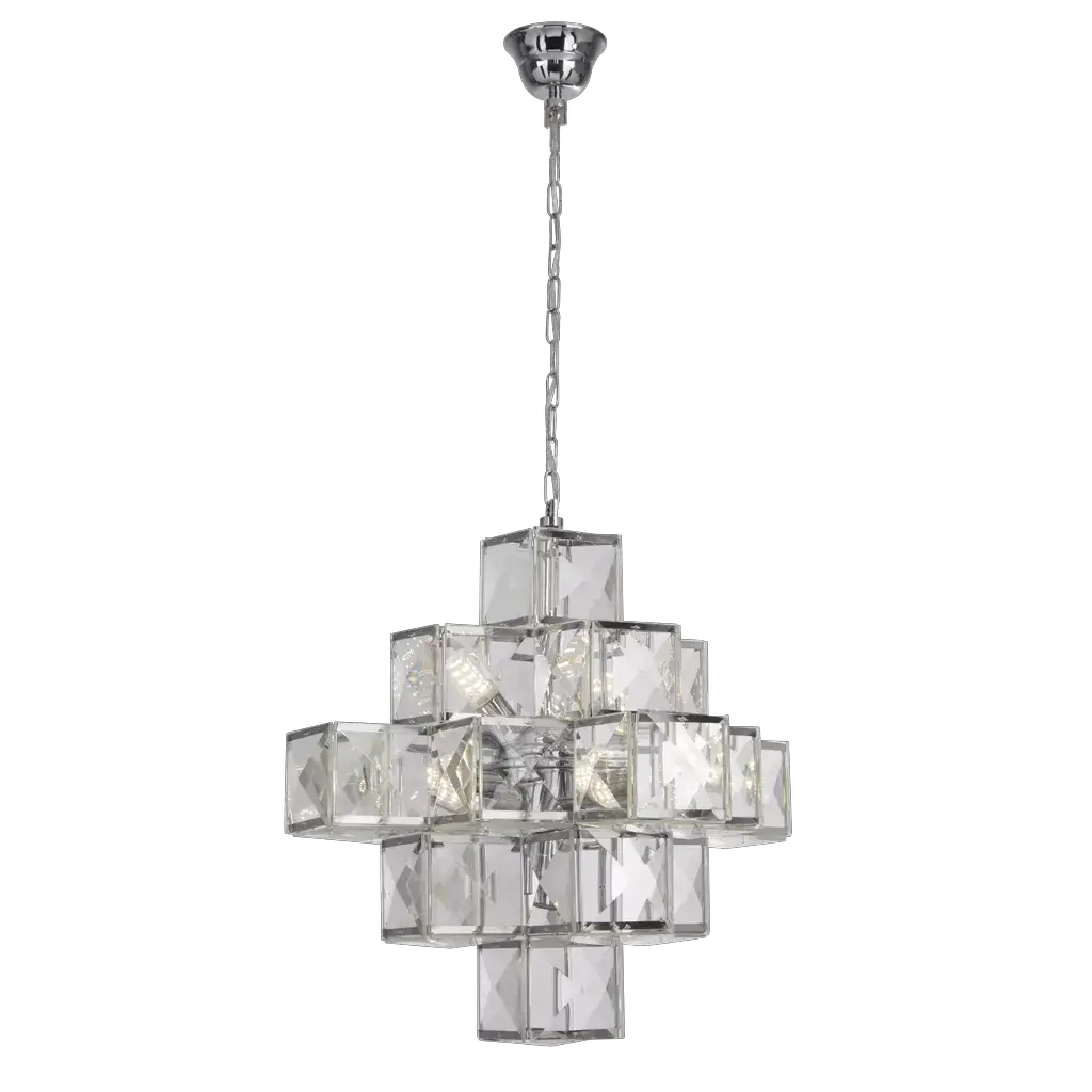 Searchlight Pendant Lights Glacier 7Lt Ceiling Pendant Chrome and Acrylic - Searchlight Pendant Lights Glacier 7Lt Ceiling Pendant Chrome and Acrylic