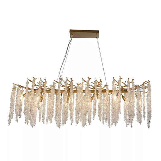 Searchlight Pendant Lights Lux & Belle 10LT Bar Pendant-Matt Gold Metal & Clear Crystal - Searchlight Pendant Lights Lux & Belle 10LT Bar Pendant-Matt Gold Metal & Clear Crystal