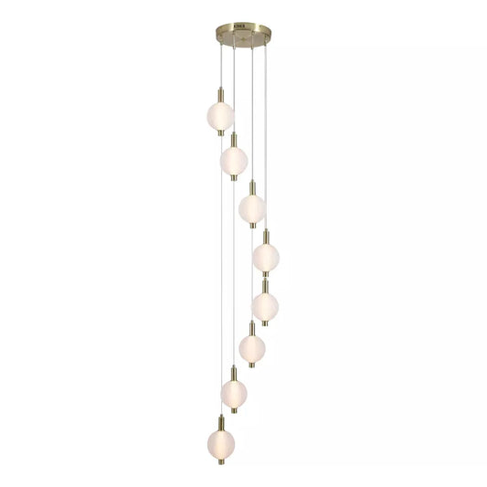 Searchlight Pendant Lights Luminique LED 8Lt Pendant, Satin Brass Metal with Glass - Searchlight Pendant Lights Luminique LED 8Lt Pendant, Satin Brass Metal with Glass
