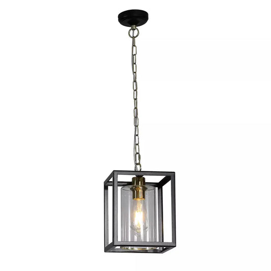 Searchlight Pendant Lights Lux & Belle 1LT Pendant-MattBlack&SatinBrass Metal,ClearGlas - Searchlight Pendant Lights Lux & Belle 1LT Pendant-MattBlack&SatinBrass Metal,ClearGlas