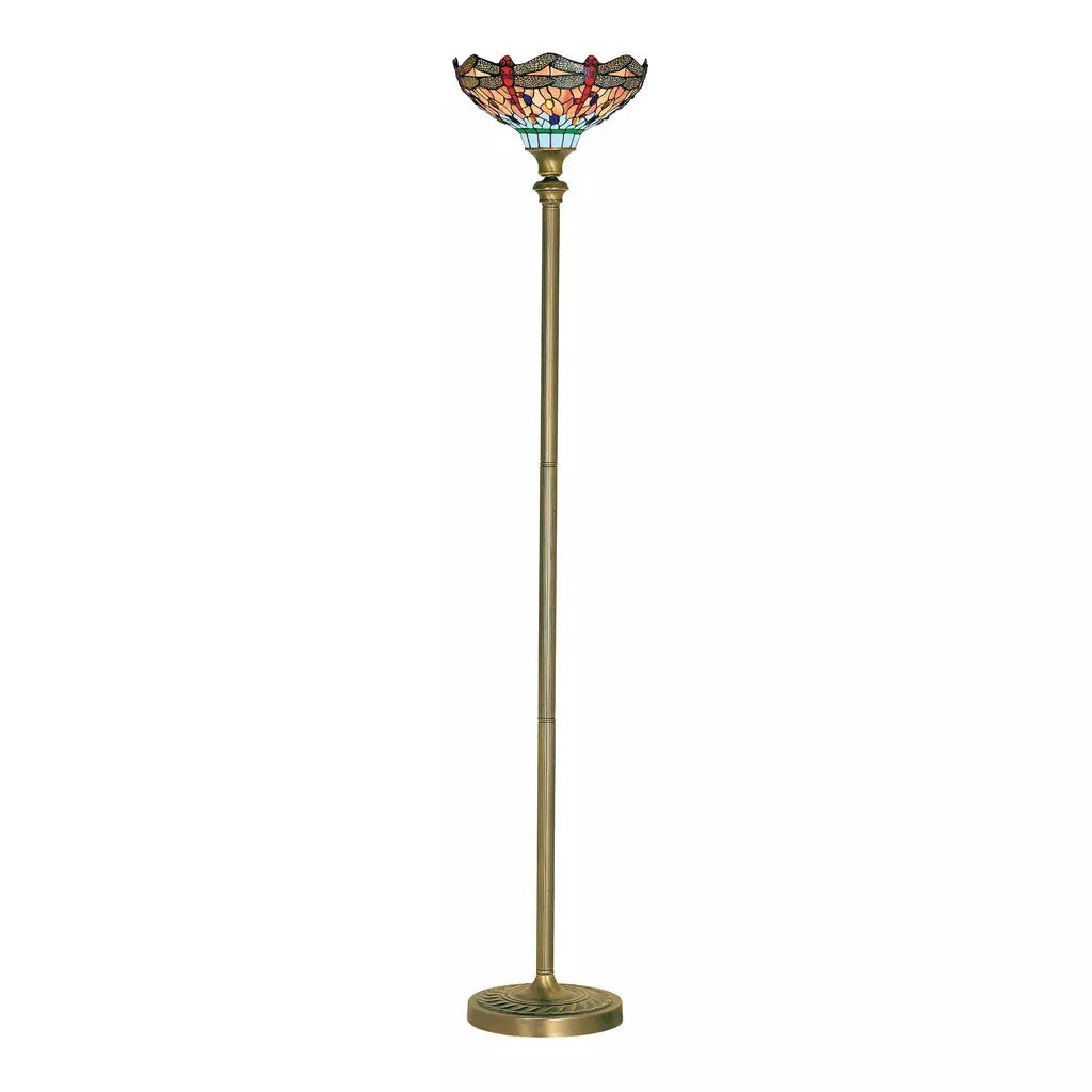Searchlight Table Lamps Dragonfly Floor Lamp - Antique Brass & Stained Glass - Floor Lamps Searchlight Table Lamps Dragonfly Floor Lamp - Antique Brass & Stained Glass Floor Lamps