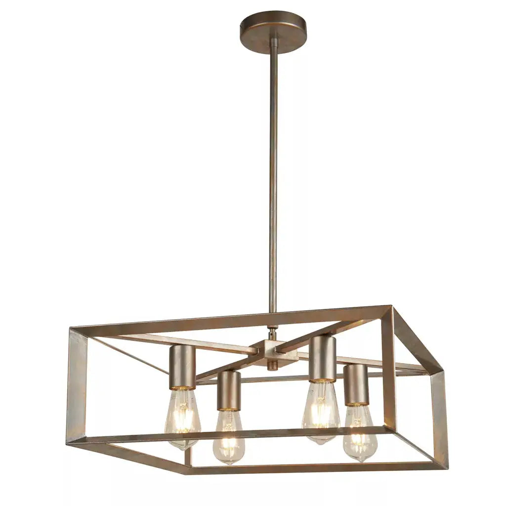Searchlight Pendant Lights Heaton 4Lt Ceiling Pendant - Brushed Silver/Gold - Searchlight Pendant Lights Heaton 4Lt Ceiling Pendant - Brushed Silver/Gold