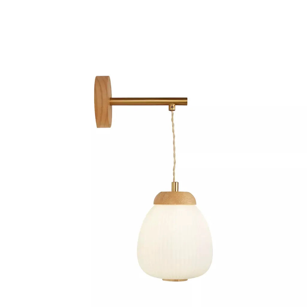 searchlight wall lights Ella Wall light - Brass Metal, Wood & Opal Ribbed Glass - searchlight wall lights Ella Wall light - Brass Metal, Wood & Opal Ribbed Glass