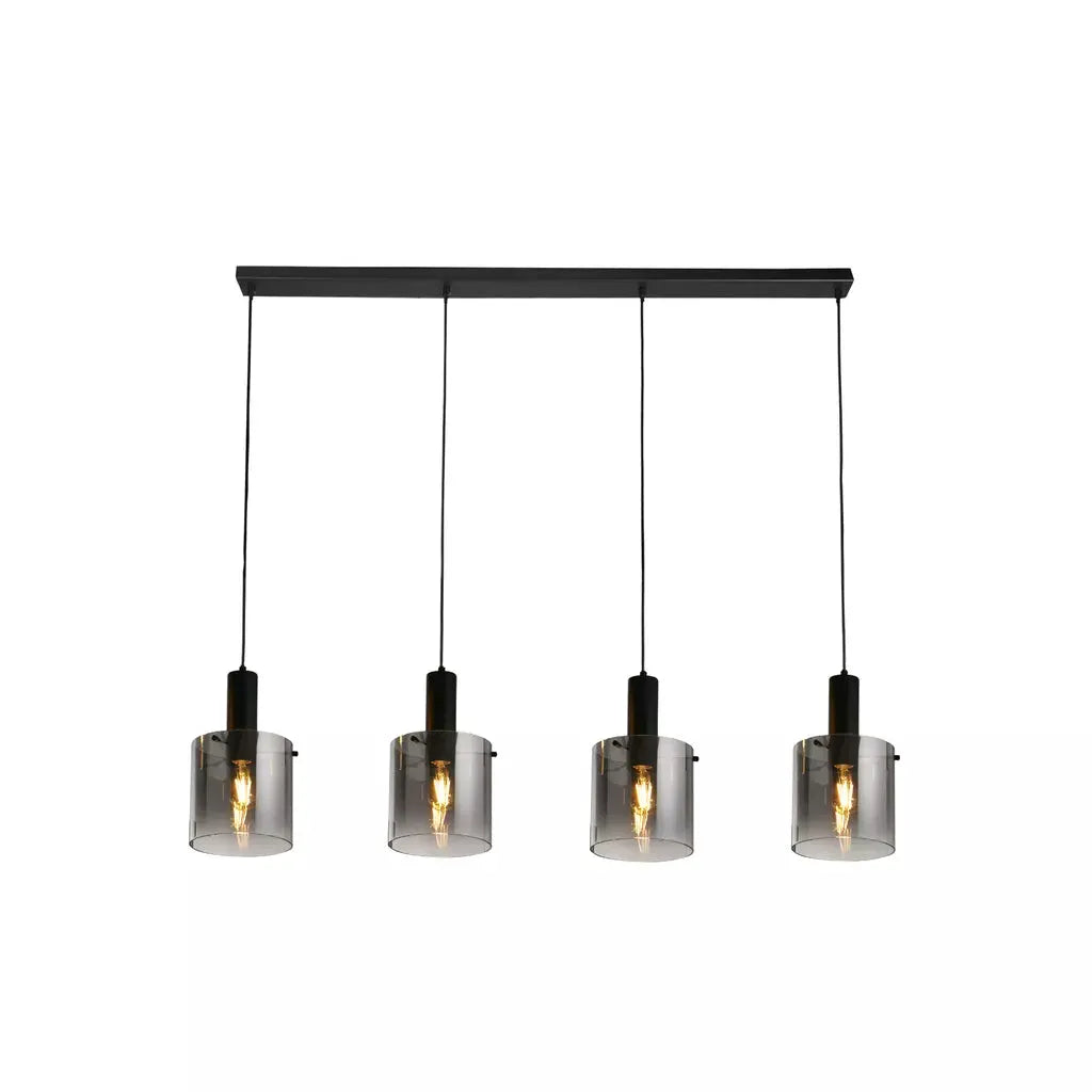 Searchlight Pendant Lights Sweden 4Lt Bar Pendant - Black Metal & Smoked Ombre Glass - Searchlight Pendant Lights Sweden 4Lt Bar Pendant - Black Metal & Smoked Ombre Glass
