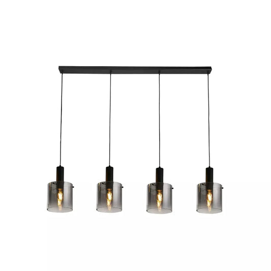 Searchlight Pendant Lights Sweden 4Lt Bar Pendant - Black Metal & Smoked Ombre Glass - Searchlight Pendant Lights Sweden 4Lt Bar Pendant - Black Metal & Smoked Ombre Glass