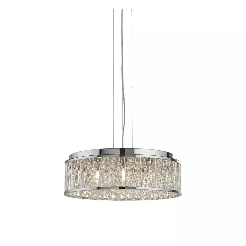 Searchlight Pendant Lights Elise 7Lt Pendant to Semi-Flush - Chrome Metal & Crystal - Searchlight Pendant Lights Elise 7Lt Pendant to Semi-Flush - Chrome Metal & Crystal