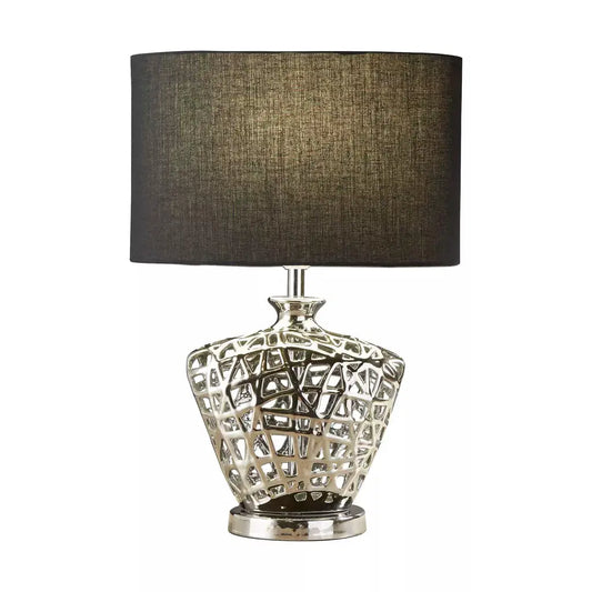 searchlight table lamps Network Table Lamp - Chrome Metal & Black Fabric Oval Shade - searchlight table lamps Network Table Lamp - Chrome Metal & Black Fabric Oval Shade