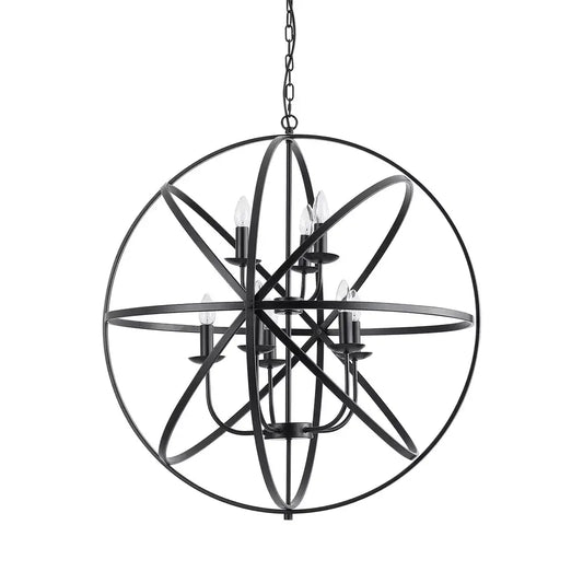 Searchlight Pendant Lights Orbit 8Lt Pendant, Matt Black Metal - Searchlight Pendant Lights Orbit 8Lt Pendant, Matt Black Metal