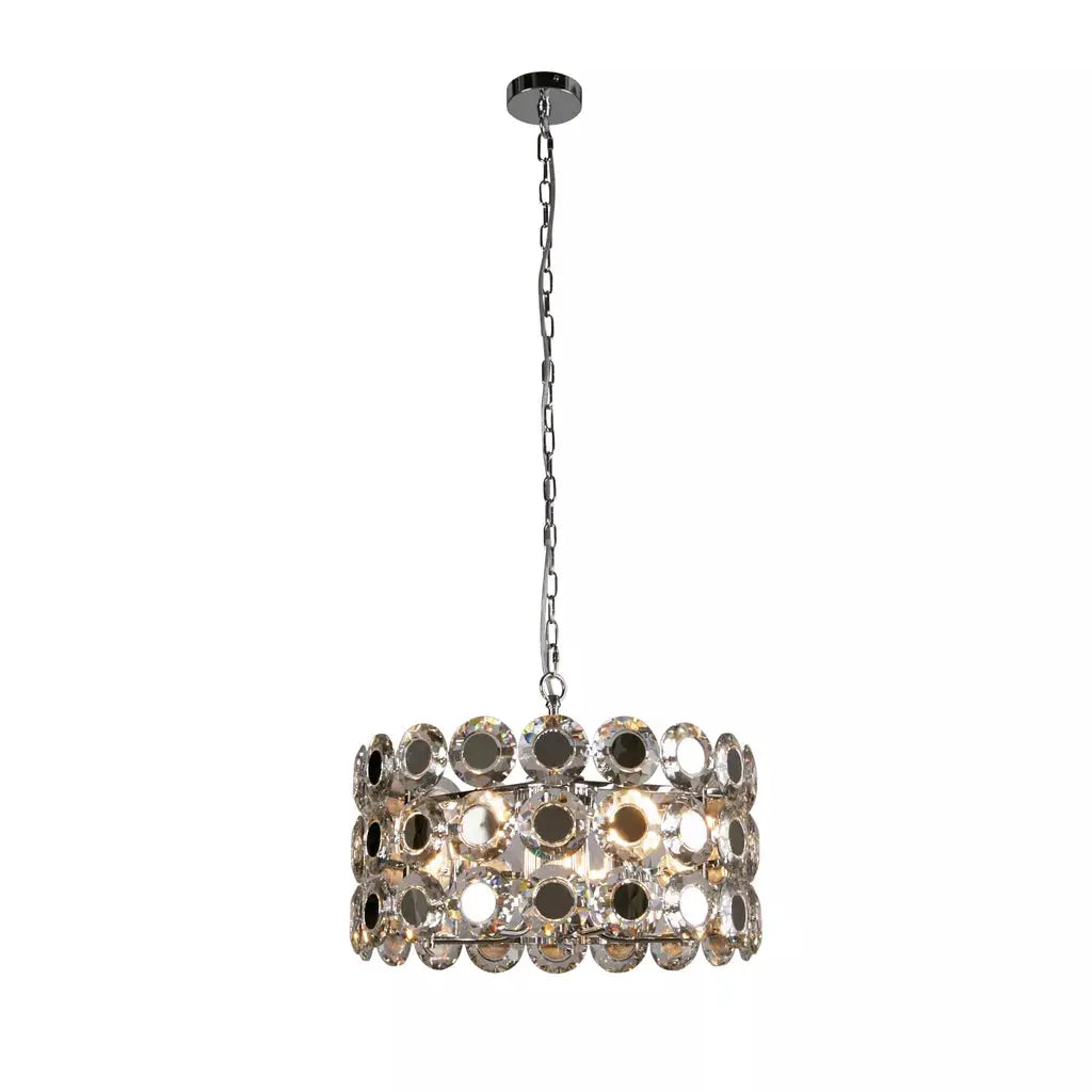 Searchlight Pendant Lights 5Lt Pendant Chrome Metal & Clear Crystal - Searchlight Pendant Lights 5Lt Pendant Chrome Metal & Clear Crystal