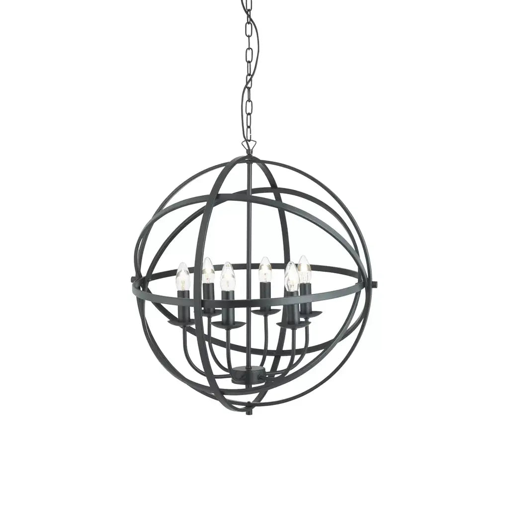 Searchlight Pendant Lights Orbit 6Lt Pendant - Black Metal - Searchlight Pendant Lights Orbit 6Lt Pendant - Black Metal