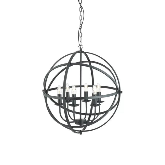 Searchlight Pendant Lights Orbit 6Lt Pendant - Black Metal - Searchlight Pendant Lights Orbit 6Lt Pendant - Black Metal