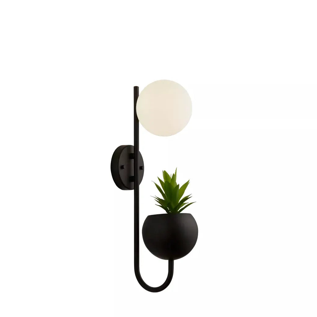 searchlight wall lights x Lunar Wall Light - Black Metal & Opal Glass - searchlight wall lights x Lunar Wall Light - Black Metal & Opal Glass