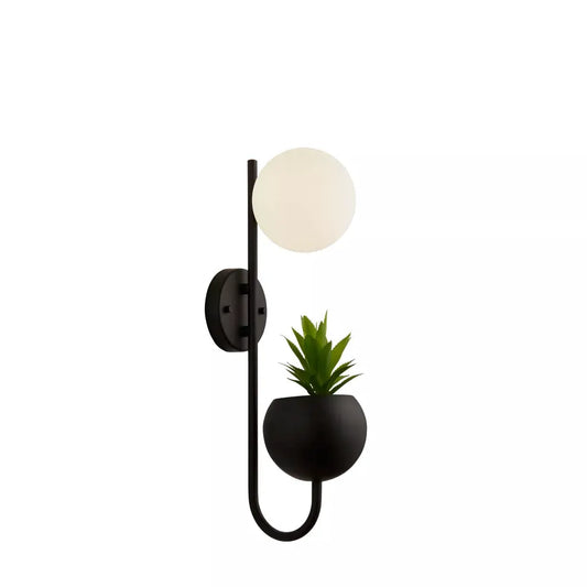 searchlight wall lights x Lunar Wall Light - Black Metal & Opal Glass - searchlight wall lights x Lunar Wall Light - Black Metal & Opal Glass