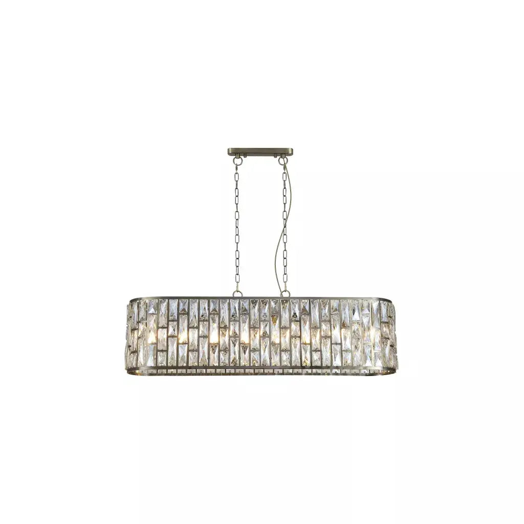 Searchlight Pendant Lights Bijou 8Lt Oval Diner Pendant Antique Brass Metal & Champagne - Searchlight Pendant Lights Bijou 8Lt Oval Diner Pendant Antique Brass Metal & Champagne