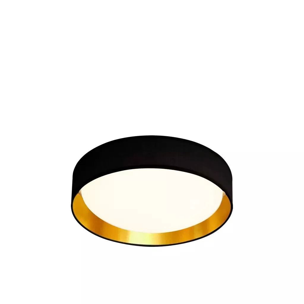Searchlight Gianna Flush - Black Fabric, Gold Inner & Acrylic Diffuser - Ceiling Lights Searchlight Gianna Flush - Black Fabric, Gold Inner & Acrylic Diffuser Ceiling Lights