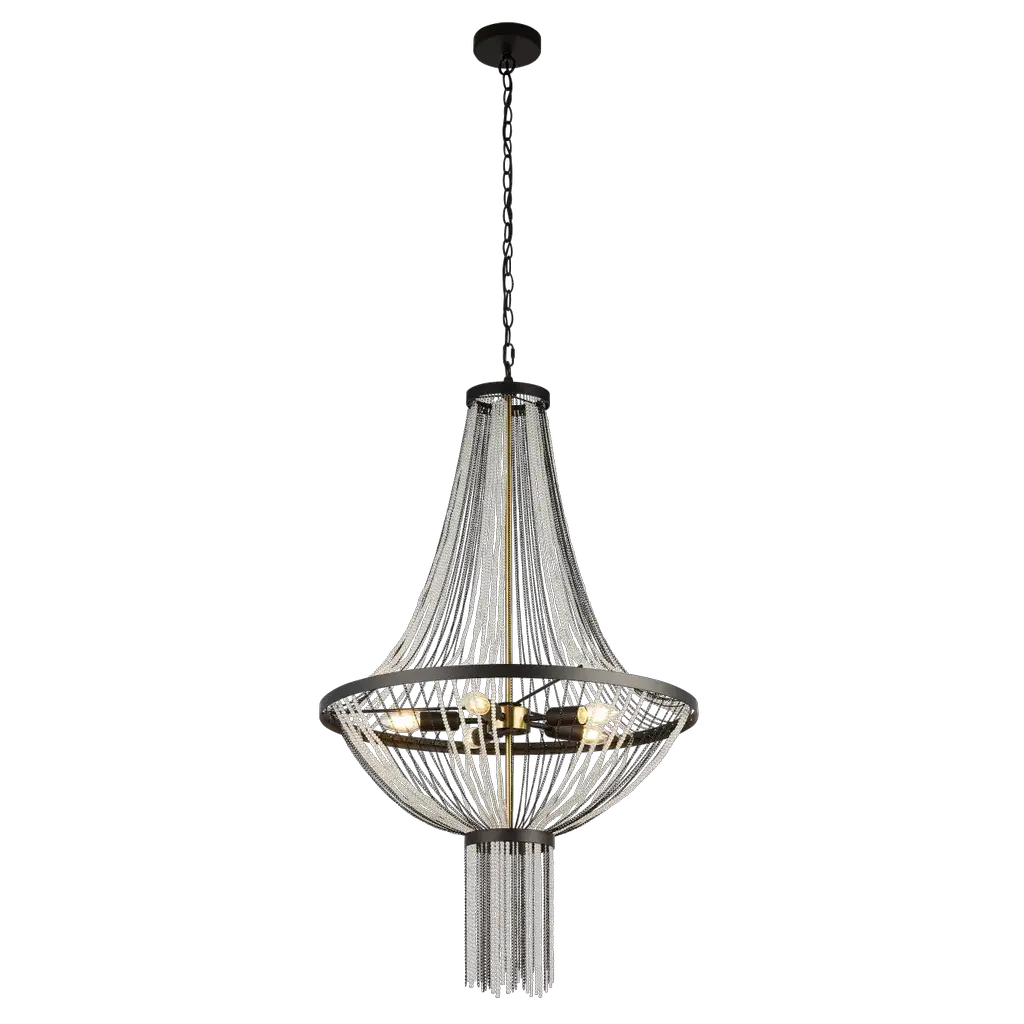 Searchlight Pendant Lights Baguette 5Lt Pendant - Black & Satin Brass Metal - Searchlight Pendant Lights Baguette 5Lt Pendant - Black & Satin Brass Metal
