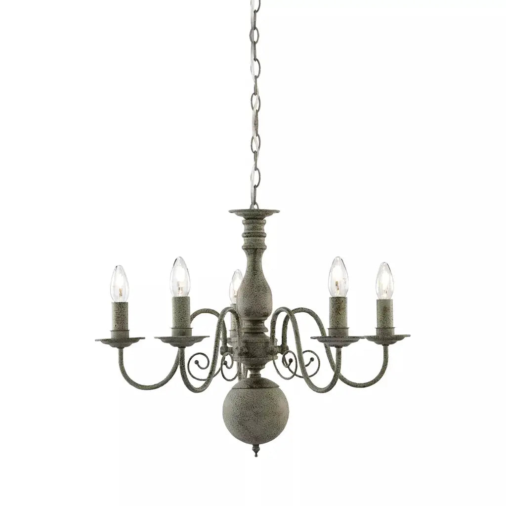 Searchlight Pendant Lights Greythorne 5Lt Pendant - Textured Grey Metal - Searchlight Pendant Lights Greythorne 5Lt Pendant - Textured Grey Metal