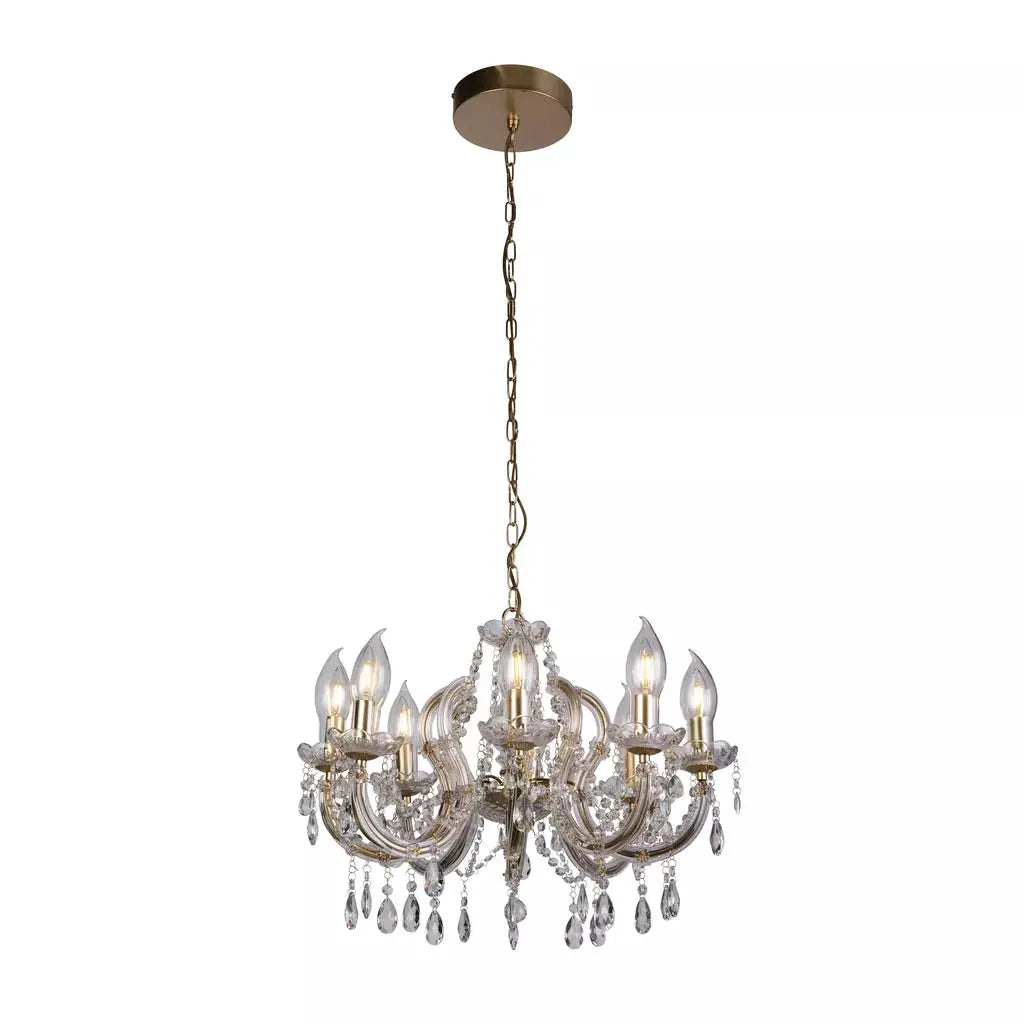 Searchlight Flush Utah Outdoor 8Lt Pendant - Gold & Crystal - Searchlight Flush Utah Outdoor 8Lt Pendant - Gold & Crystal