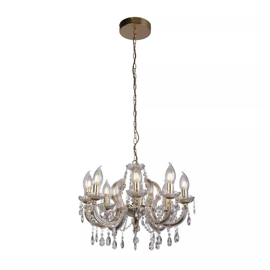 Searchlight Flush Utah Outdoor 8Lt Pendant - Gold & Crystal - Searchlight Flush Utah Outdoor 8Lt Pendant - Gold & Crystal
