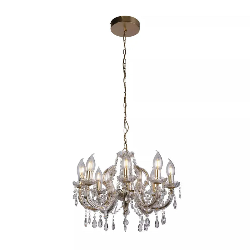 Searchlight Flush Utah Outdoor 8Lt Pendant - Gold & Crystal - Searchlight Flush Utah Outdoor 8Lt Pendant - Gold & Crystal