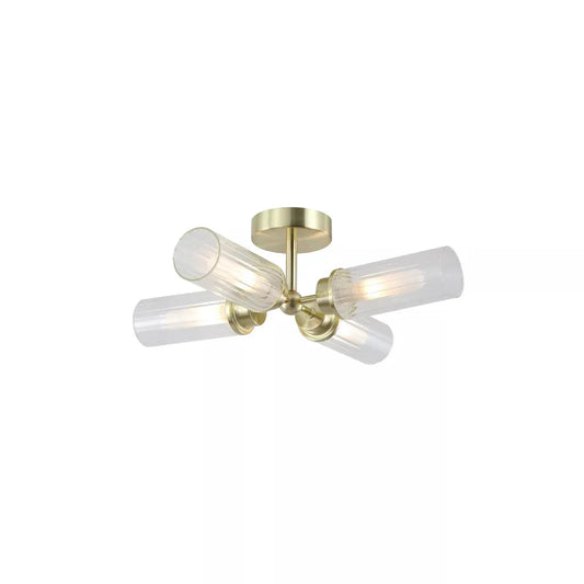 searchlight ceiling lights Imperial 4LT Flush, Satin Brass and Clear Ribbed Glass - Ceiling Lights searchlight ceiling lights Imperial 4LT Flush, Satin Brass and Clear Ribbed Glass Ceiling Lights