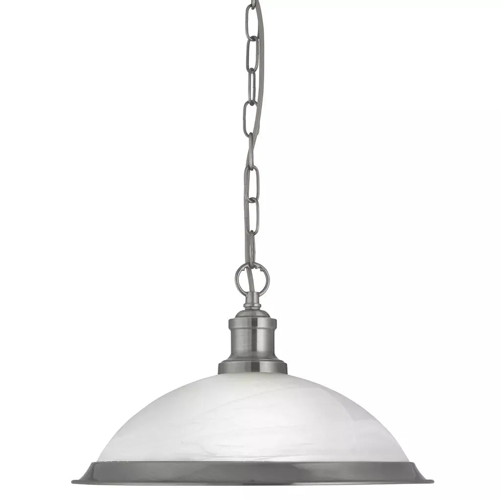 Searchlight Pendant Lights Bistro Pendant - Satin Silver Metal & Alabaster Glass - Searchlight Pendant Lights Bistro Pendant - Satin Silver Metal & Alabaster Glass