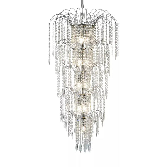 searchlight chandlier Waterfall 13Lt Chandelier - Chrome Metal & Crystal - searchlight chandlier Waterfall 13Lt Chandelier - Chrome Metal & Crystal